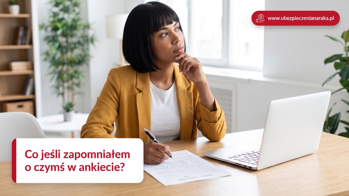 Kobieta zastanawia się nad pytaniem w ankiecie medycznej